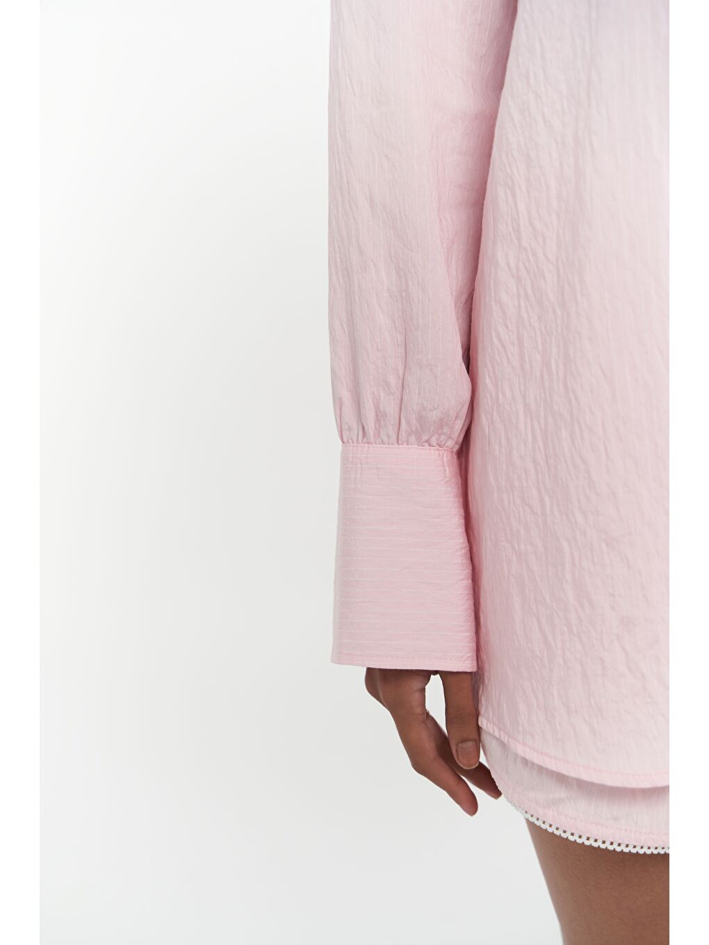 Leda Dantel Detay Şortlu Pembe Üçlü Takım-7