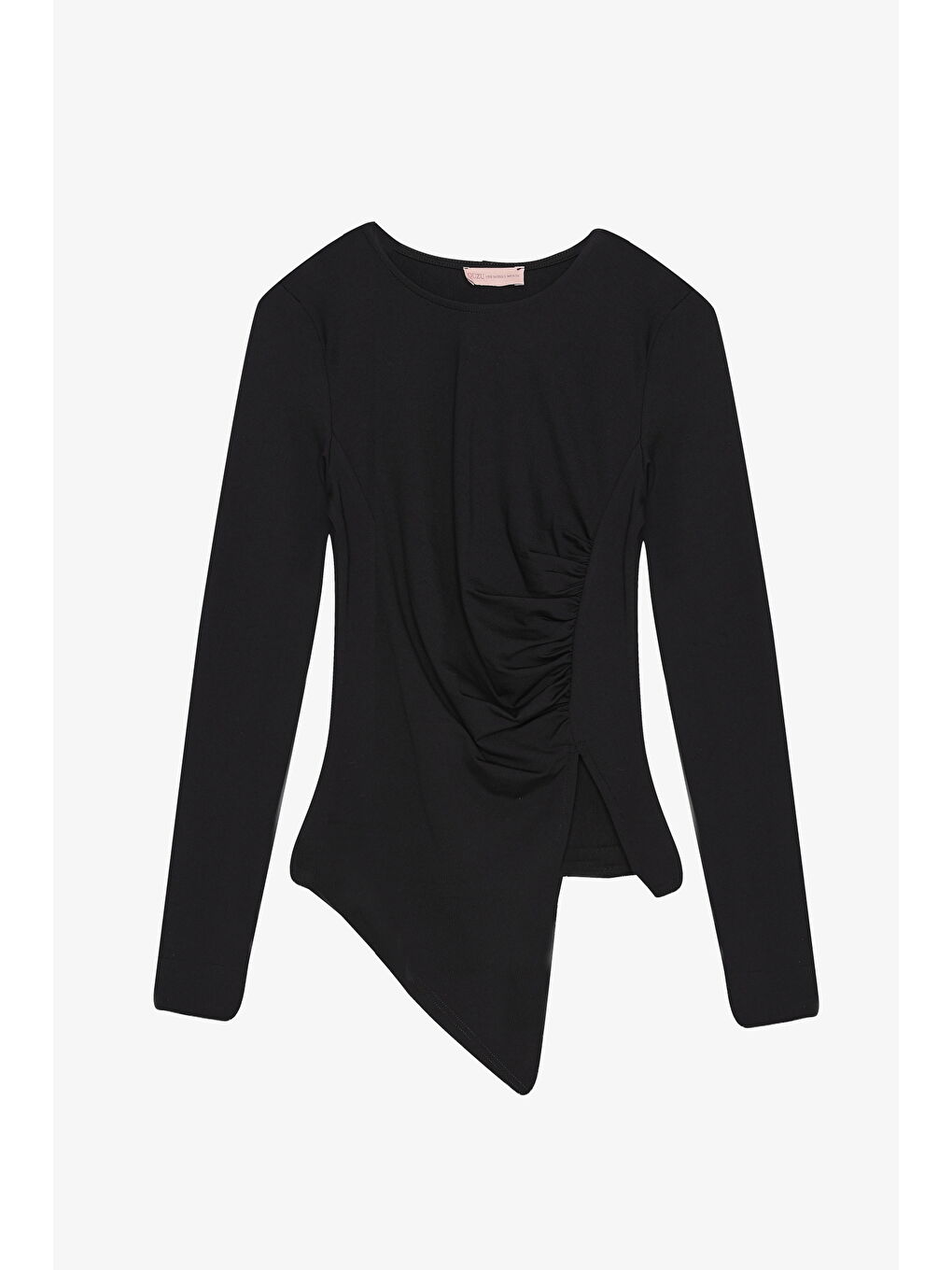 Drapeli Asimetrik Bluz Siyah