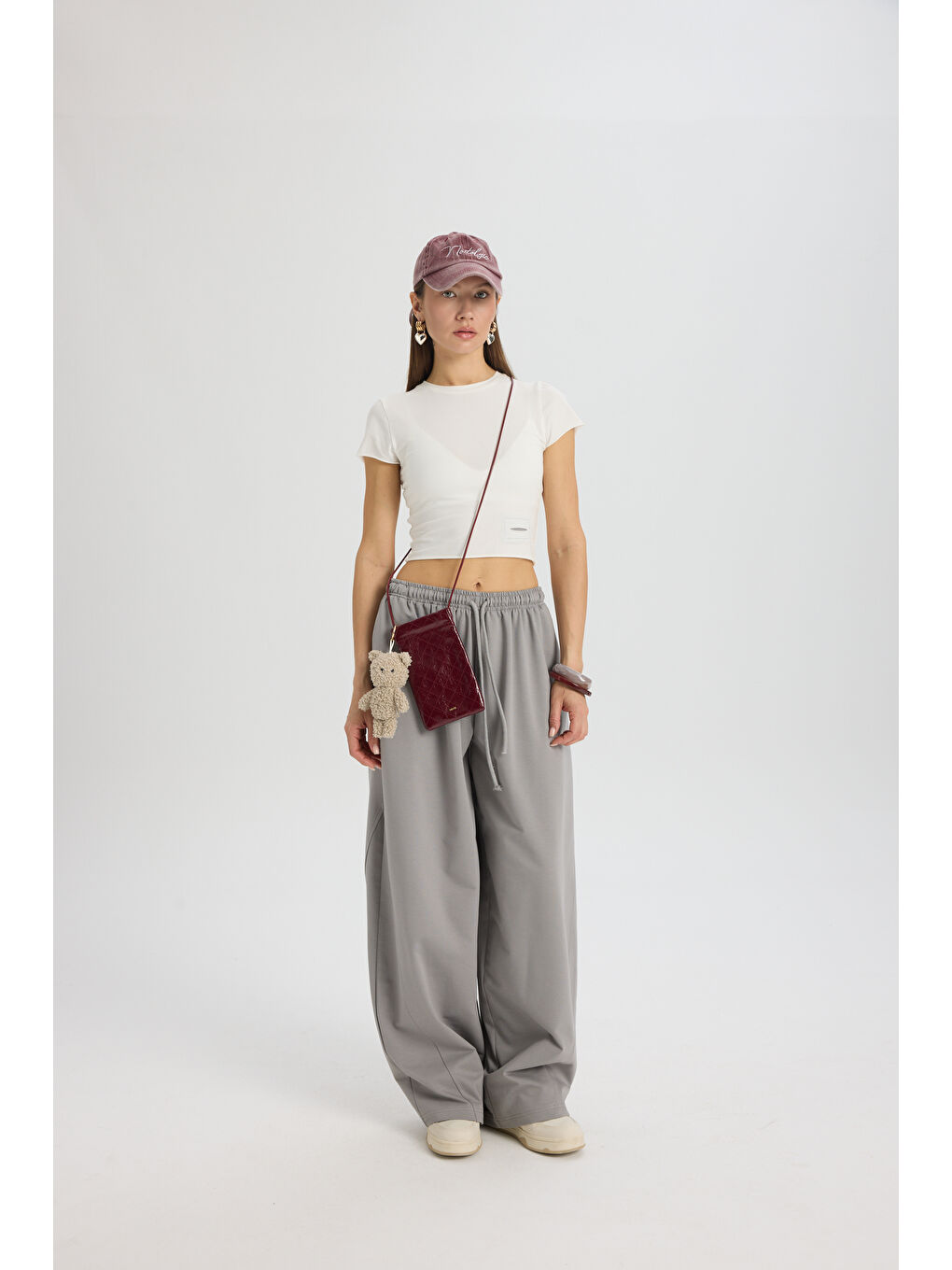 Gri Scarlet Duman Crop Eşofman Takım-1