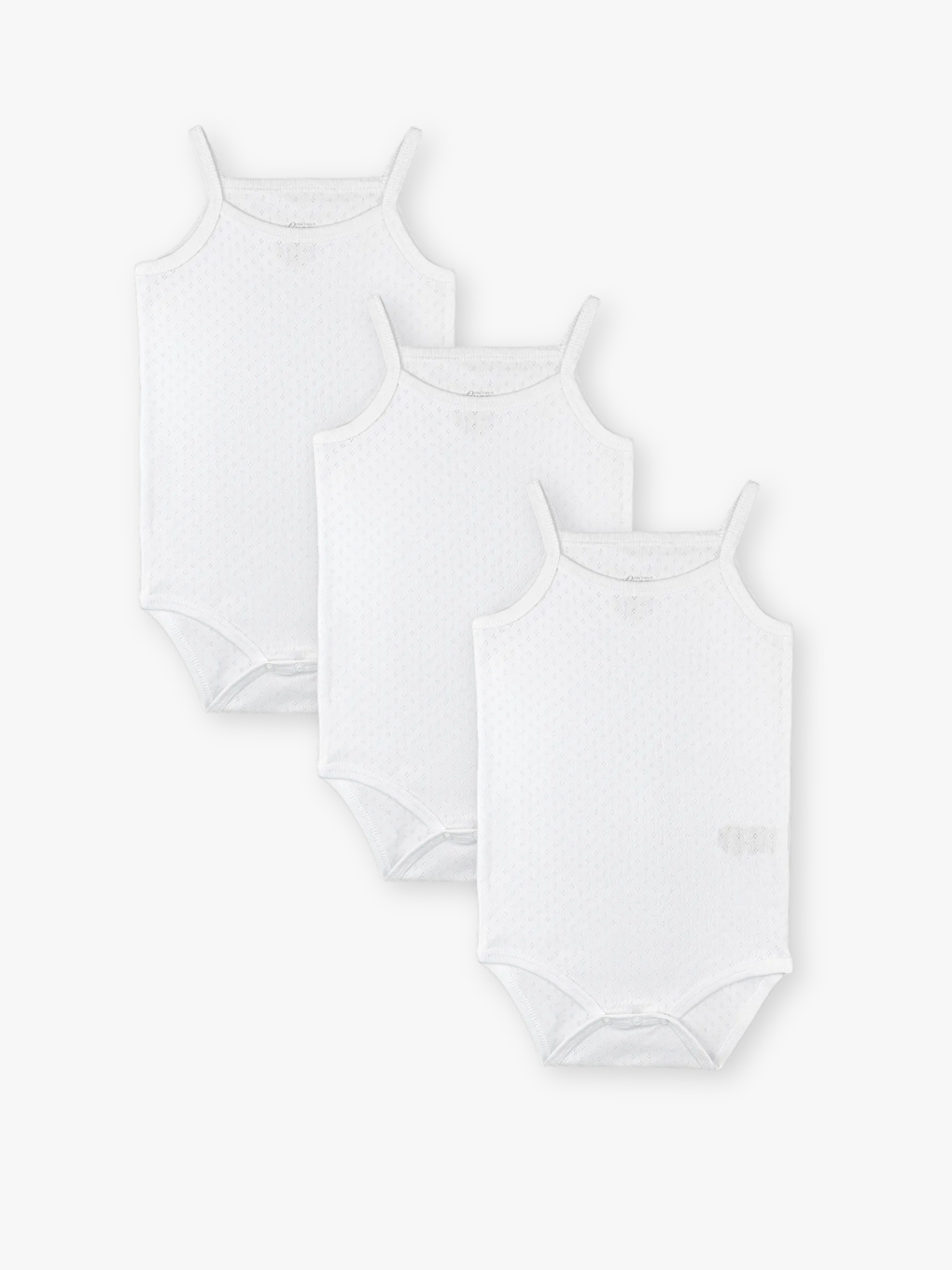 Beyaz Kare Yaka Pamuklu İp Askılı Kız Bebek Jakarlı Çıtçıtlı Body 3'lü (Yenidoğan - 5 Yaş)