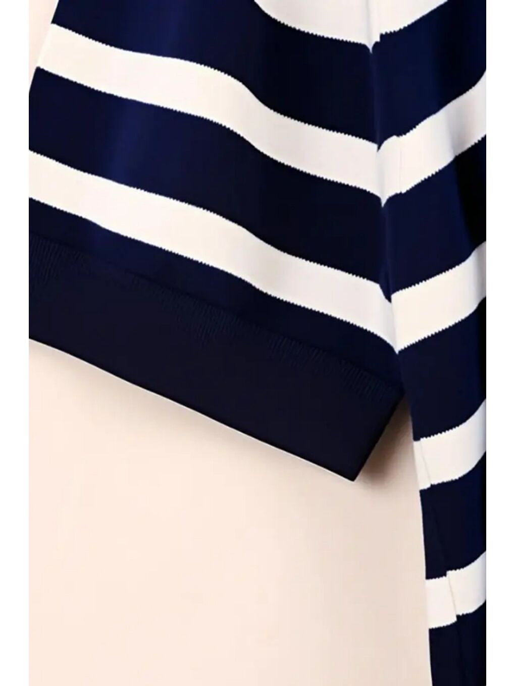 Lacivert Erkek Kısa Kollu Fitilli Akrilik-Pamuk Karışımlı Triko T-Shirt-3