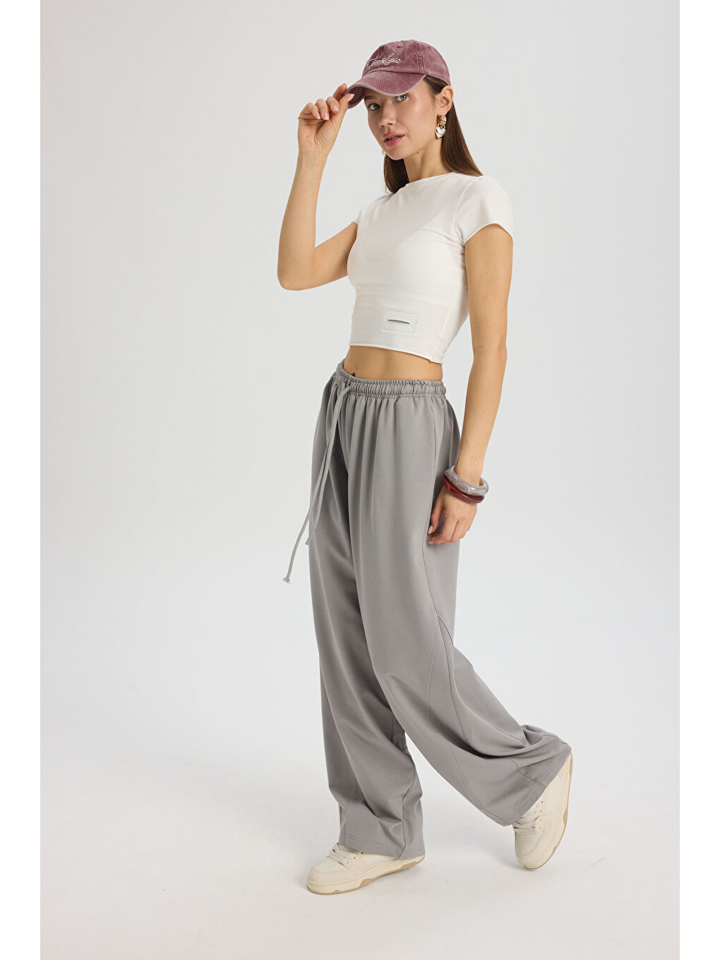 Gri Scarlet Duman Crop Eşofman Takım-2