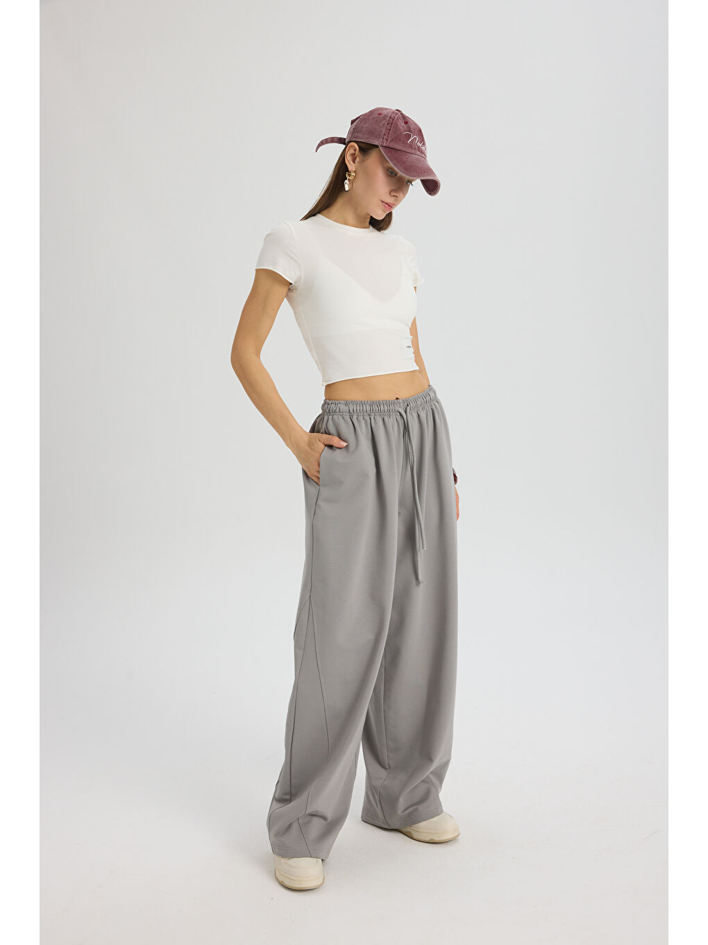 Gri Scarlet Duman Crop Eşofman Takım-3