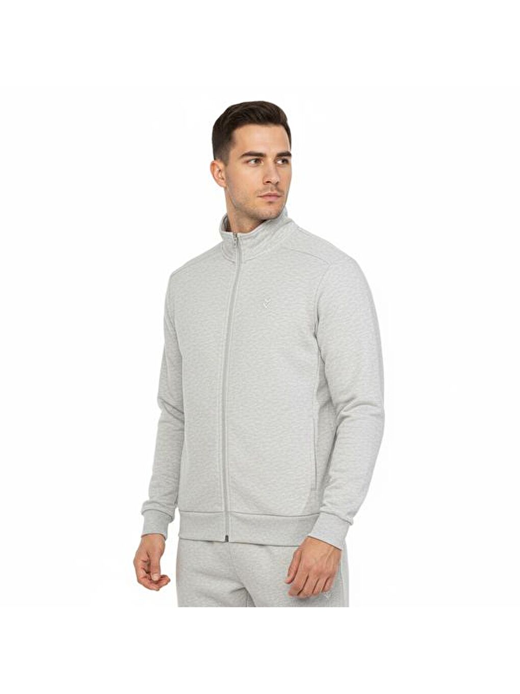 Pulse Erkek Gri Dik Yaka Fermuarlı Sweatshirt