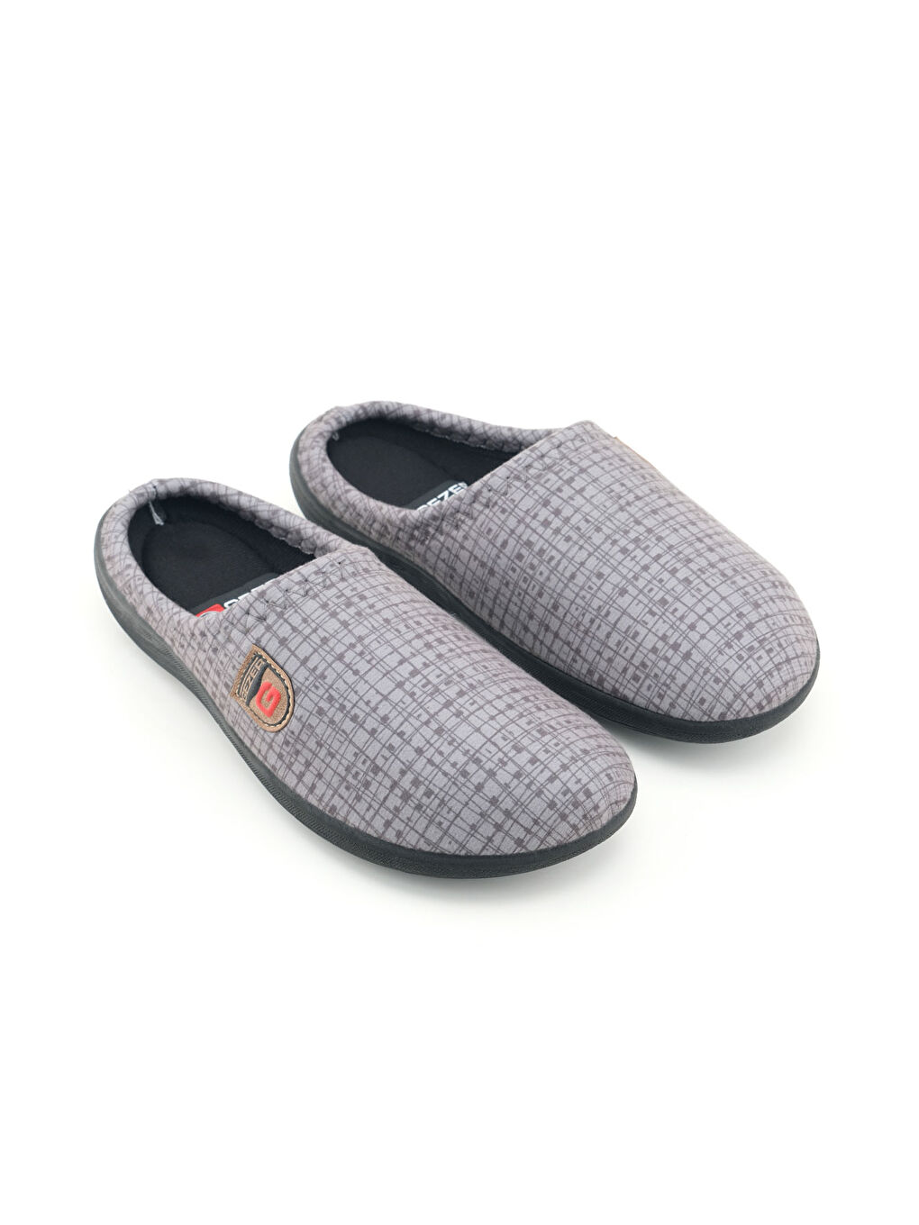 Gri Erkek Kışlık PU Rahat Taban Ev Bahçe Gondol Terlik-2