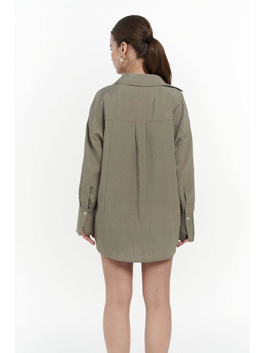 Leda Dantel Detay Şortlu Soft Haki Üçlü Takım-4