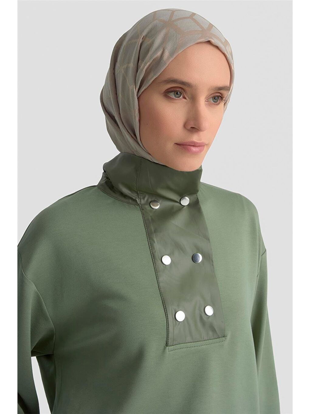 Çıtçıt Detaylı Örme Takım 25Kd4007 Haki-3