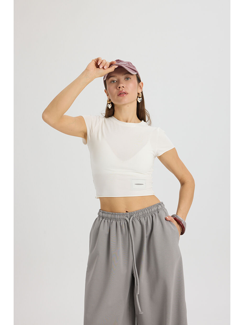 Gri Scarlet Duman Crop Eşofman Takım-5