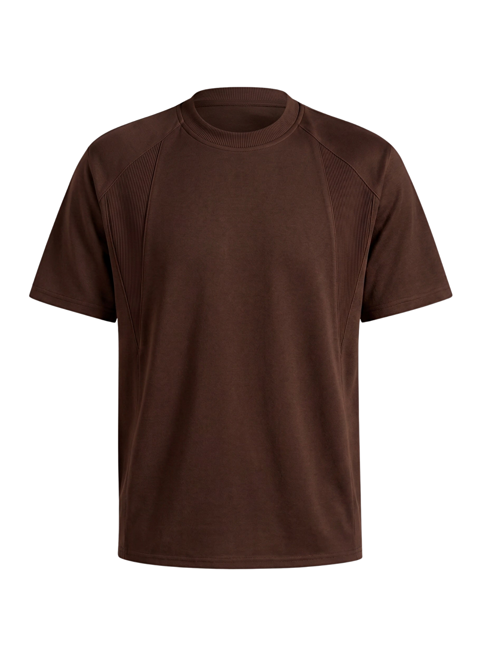 Kahverengi Erkek Tişört Basic Bisiklet Yaka Tişört Rahat Kesim Dökümlü Günlük Spor Tshirt-1
