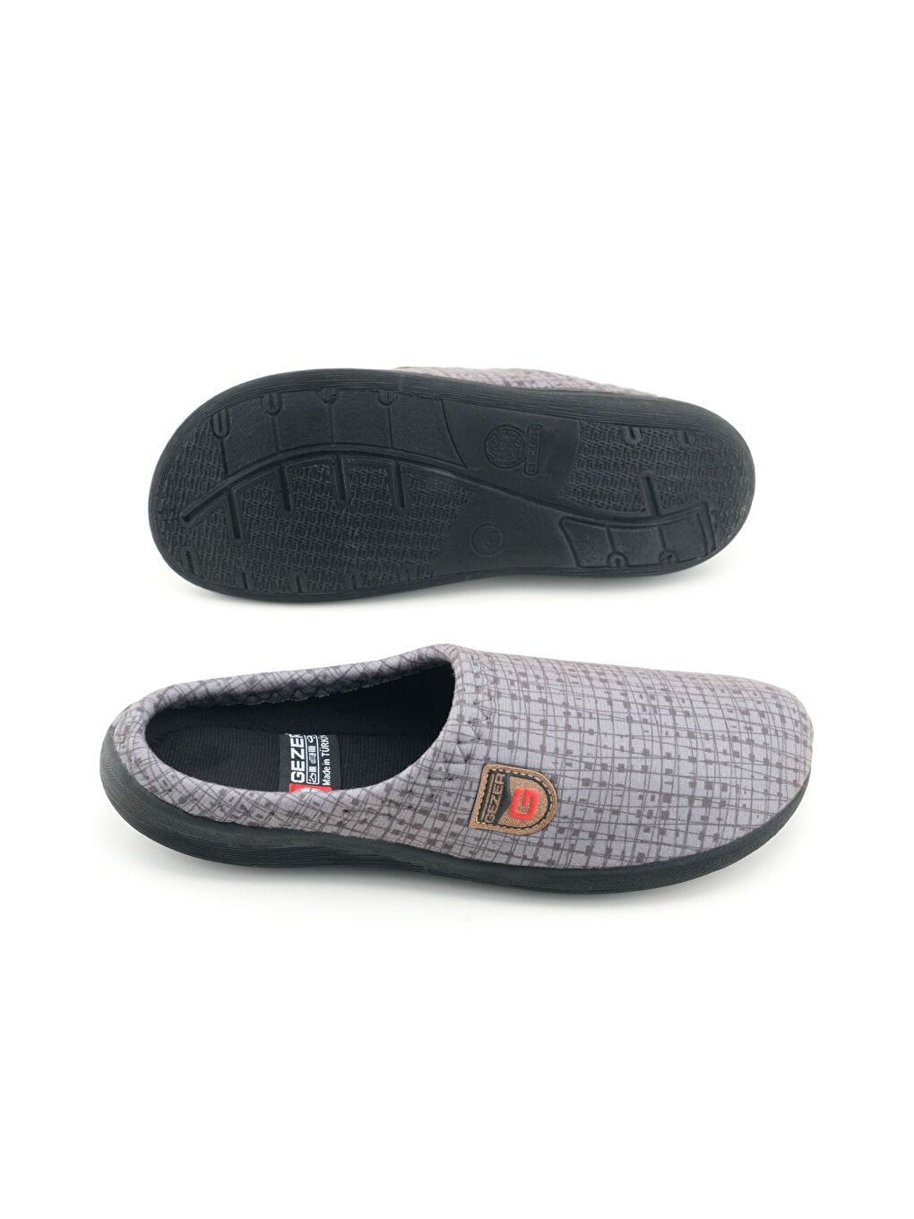 Gri Erkek Kışlık PU Rahat Taban Ev Bahçe Gondol Terlik-4