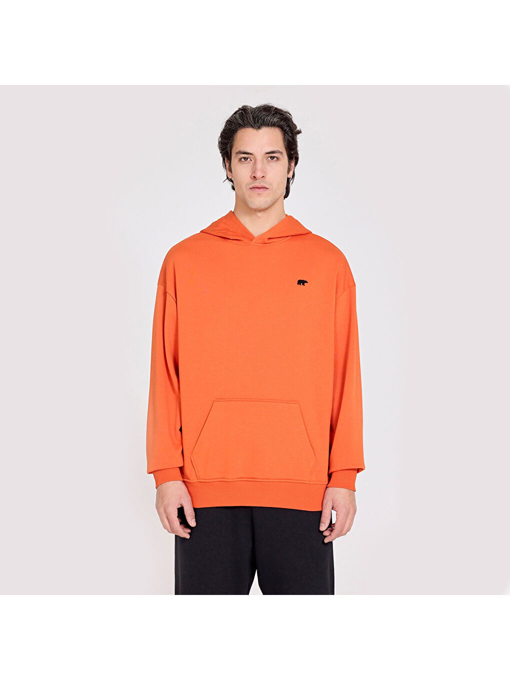 Drake Oversize Erkek Turuncu Kapüşonlu Hoodie