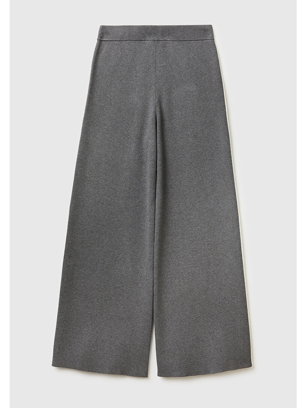 Gri Kadın Antrasit Melanj Viskoz Karışımlı Beli Lastikli Geniş Paça Pantolon-3