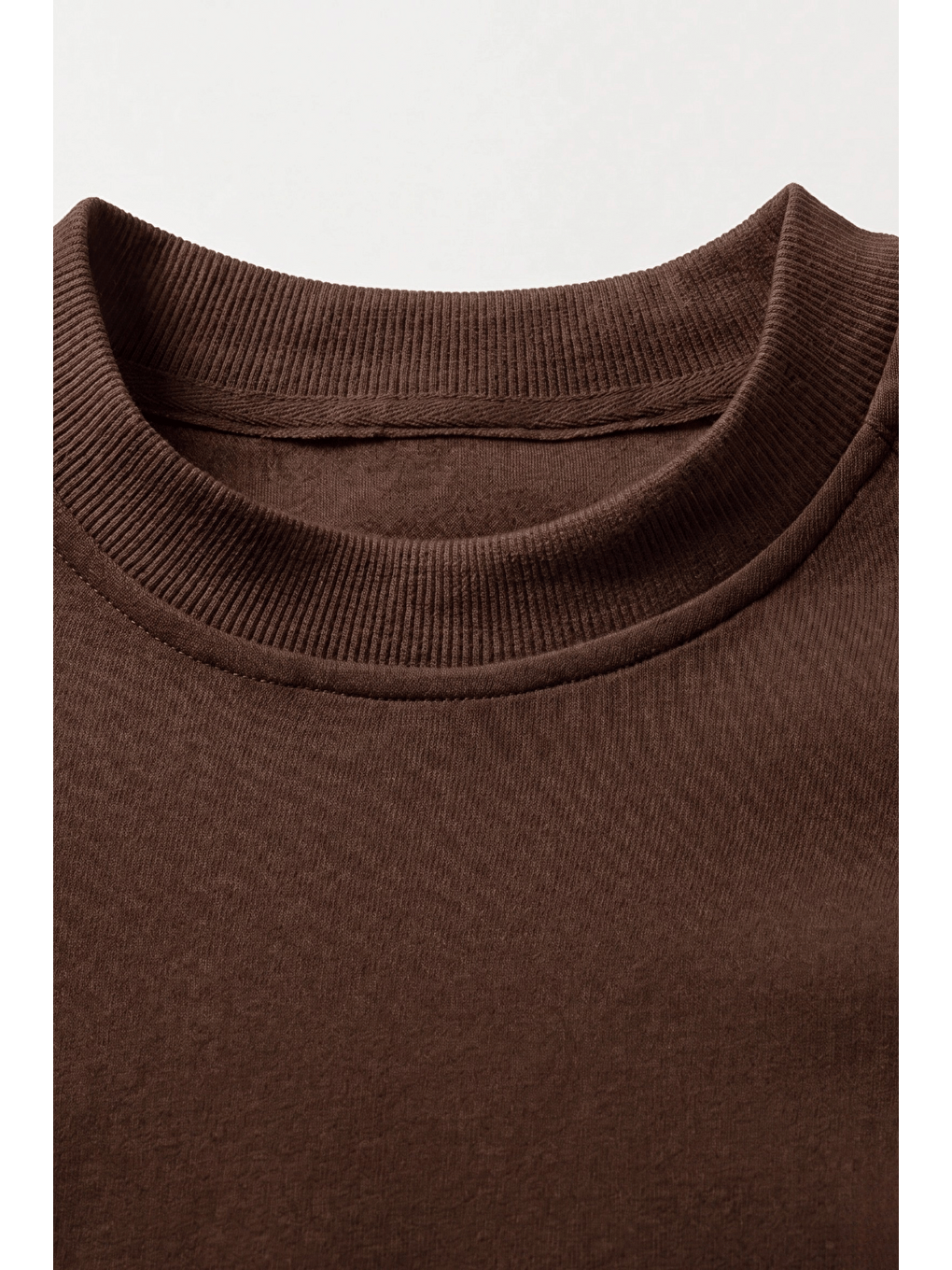 Kahverengi Erkek Tişört Basic Bisiklet Yaka Tişört Rahat Kesim Dökümlü Günlük Spor Tshirt-3