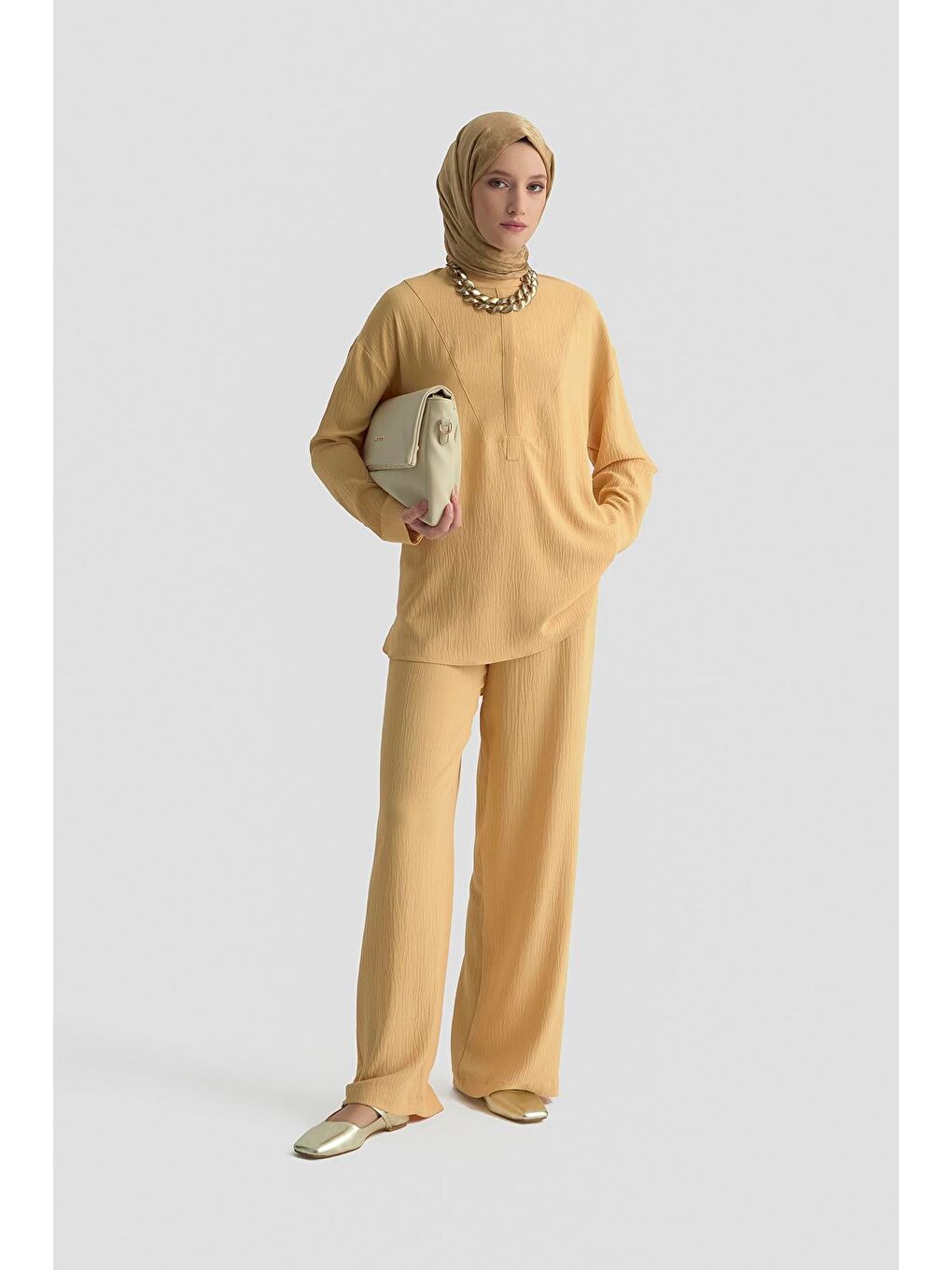 Kahverengi Tunik Pantolon Takım 25Kd4005 Camel