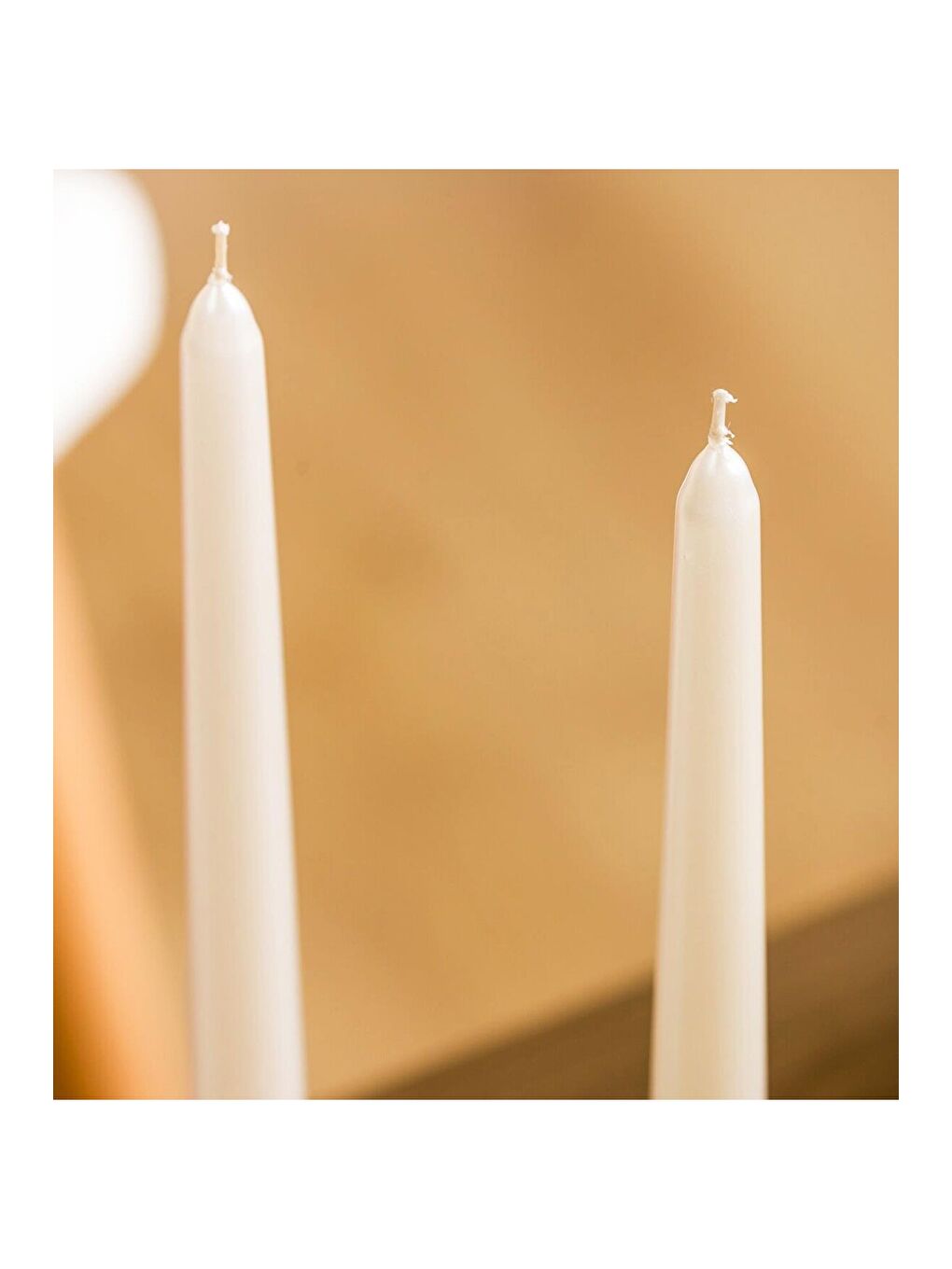 2'li Premium Metalik Beyaz Şamdan Mumu 25 Cm-1