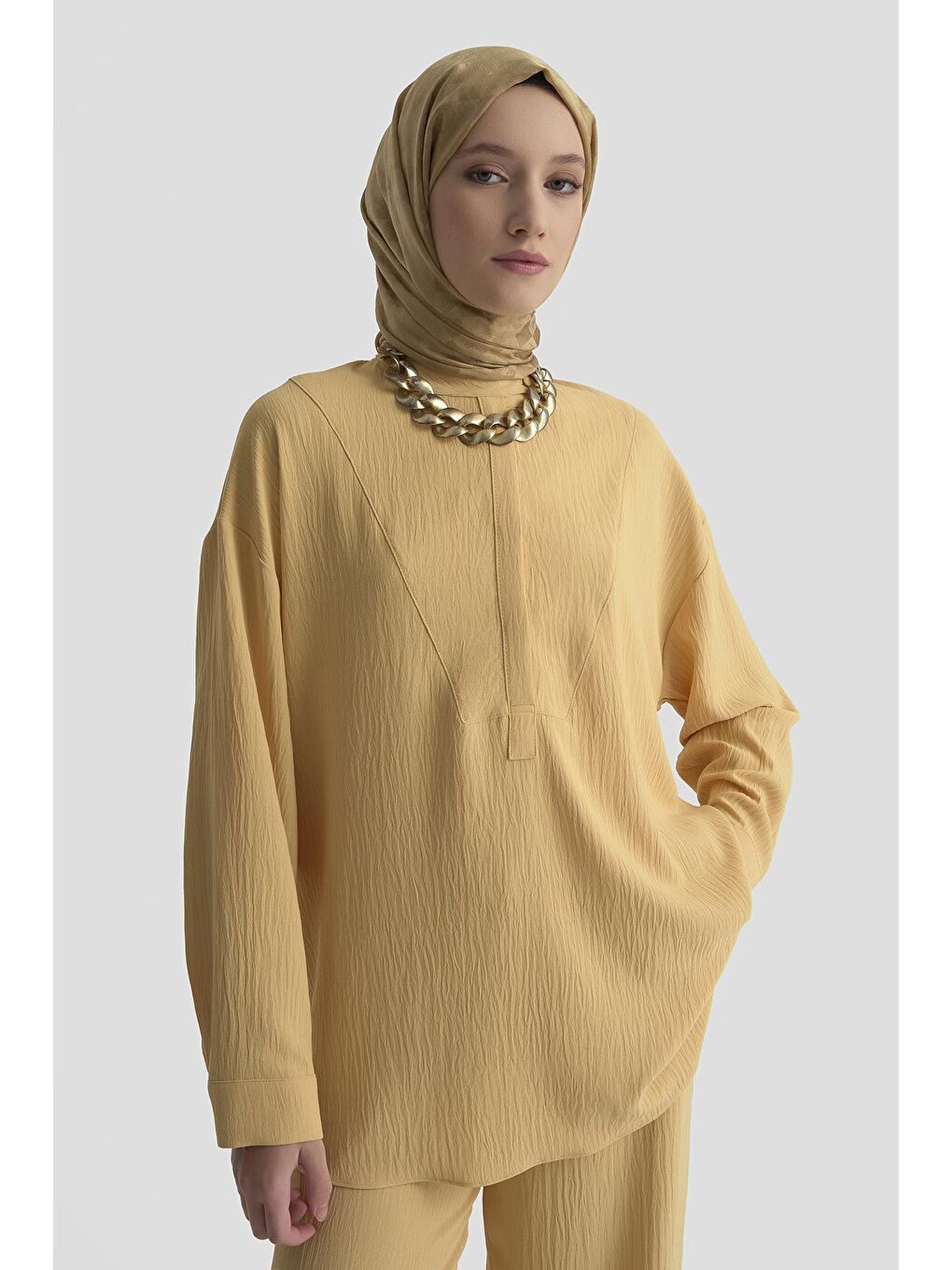 Kahverengi Tunik Pantolon Takım 25Kd4005 Camel-1