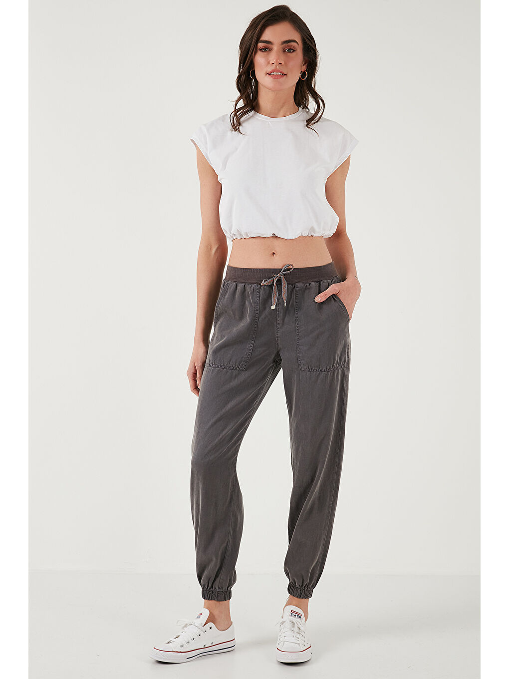Lela Antrasit Regular Fit Yüksek Bel Jogger Spor Kadın Pantolon 668Yp5039 - 5