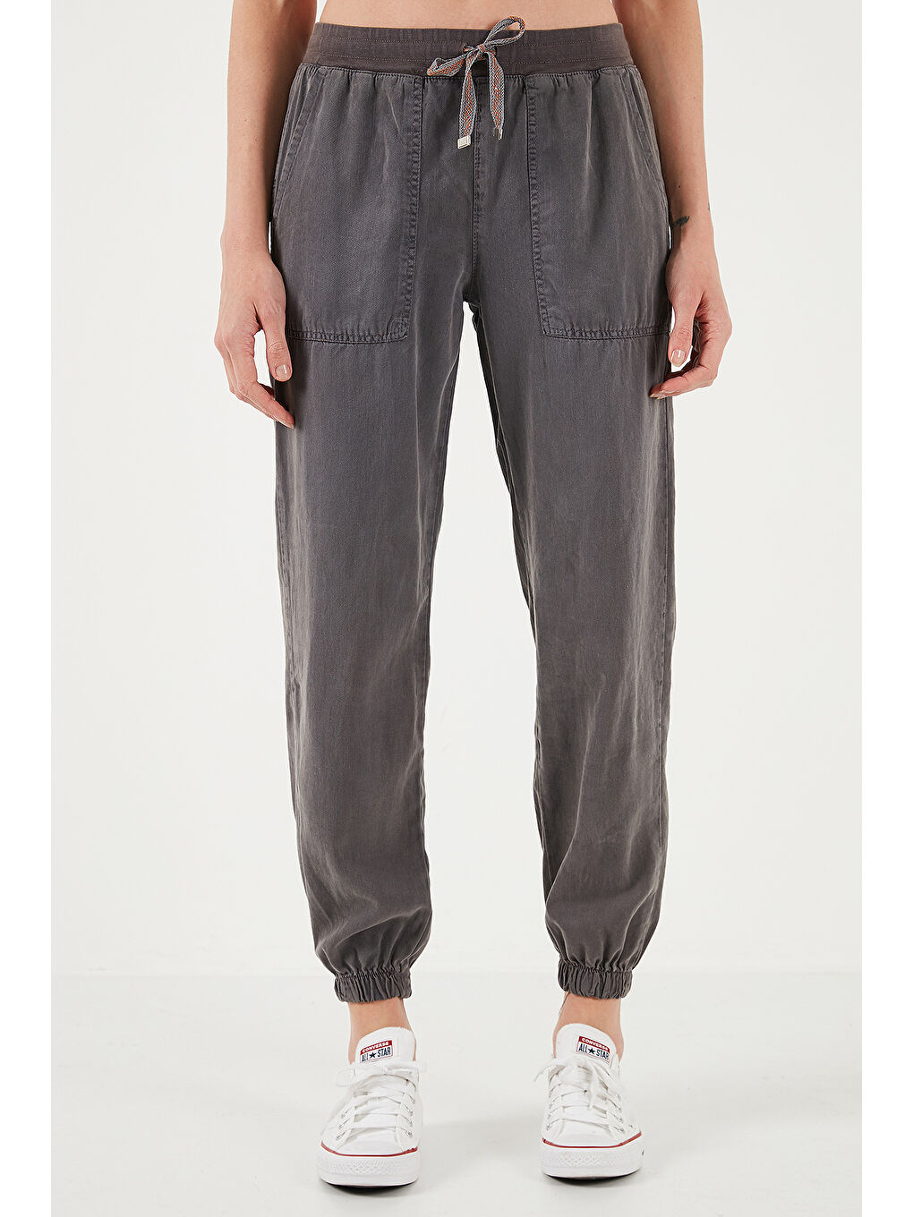 Lela Antrasit Regular Fit Yüksek Bel Jogger Spor Kadın Pantolon 668Yp5039 - 4