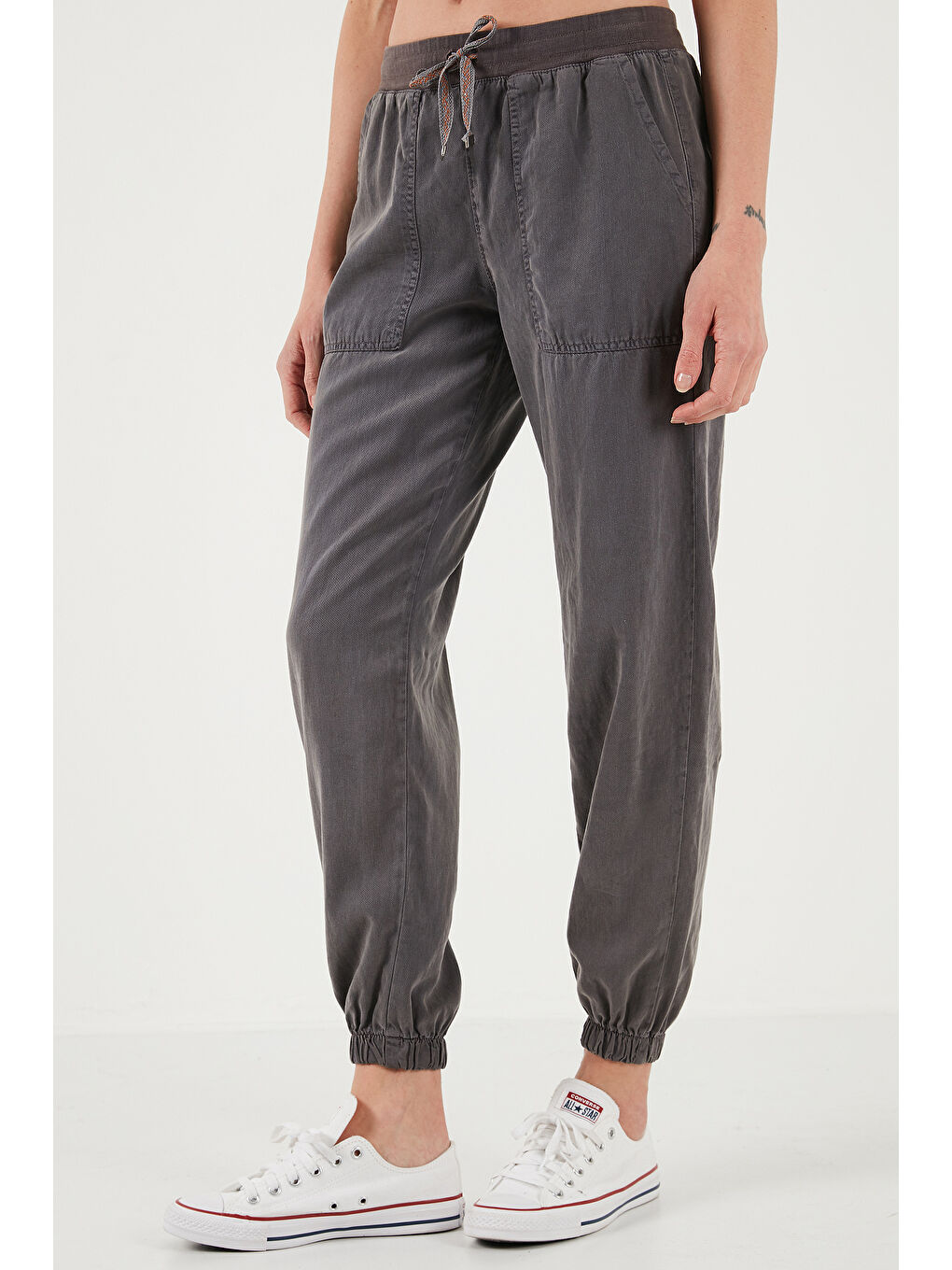 Lela Antrasit Regular Fit Yüksek Bel Jogger Spor Kadın Pantolon 668Yp5039 - 3