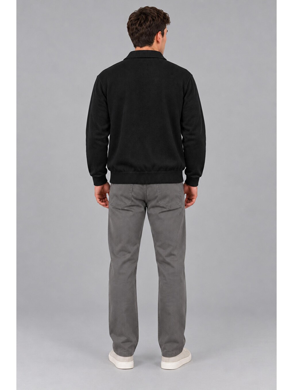 Siyah Oversize Düğmeli Yaka Örgü Kazak Dp 17501_10063-5