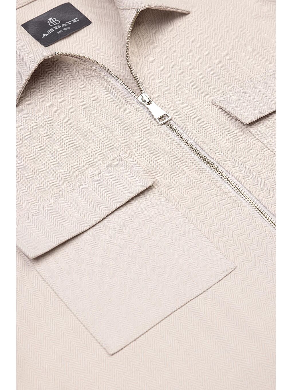 Verso Twill Overshirt Polyviskon Karışımlı Oversize Fit Bej Klasik Yaka Erkek Çizgili Ceket-1