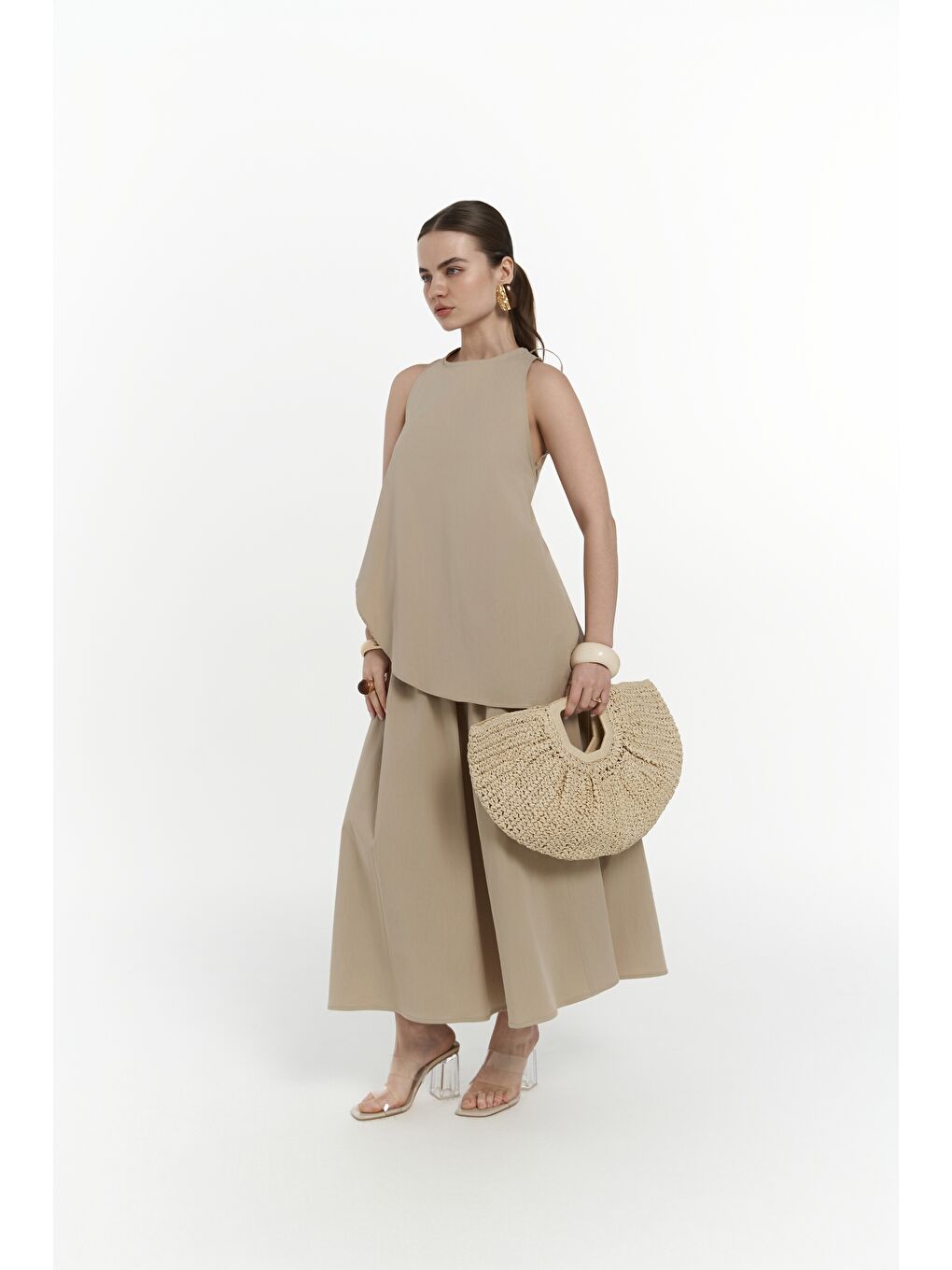 Delos Bej Bluz Etek Takım-1