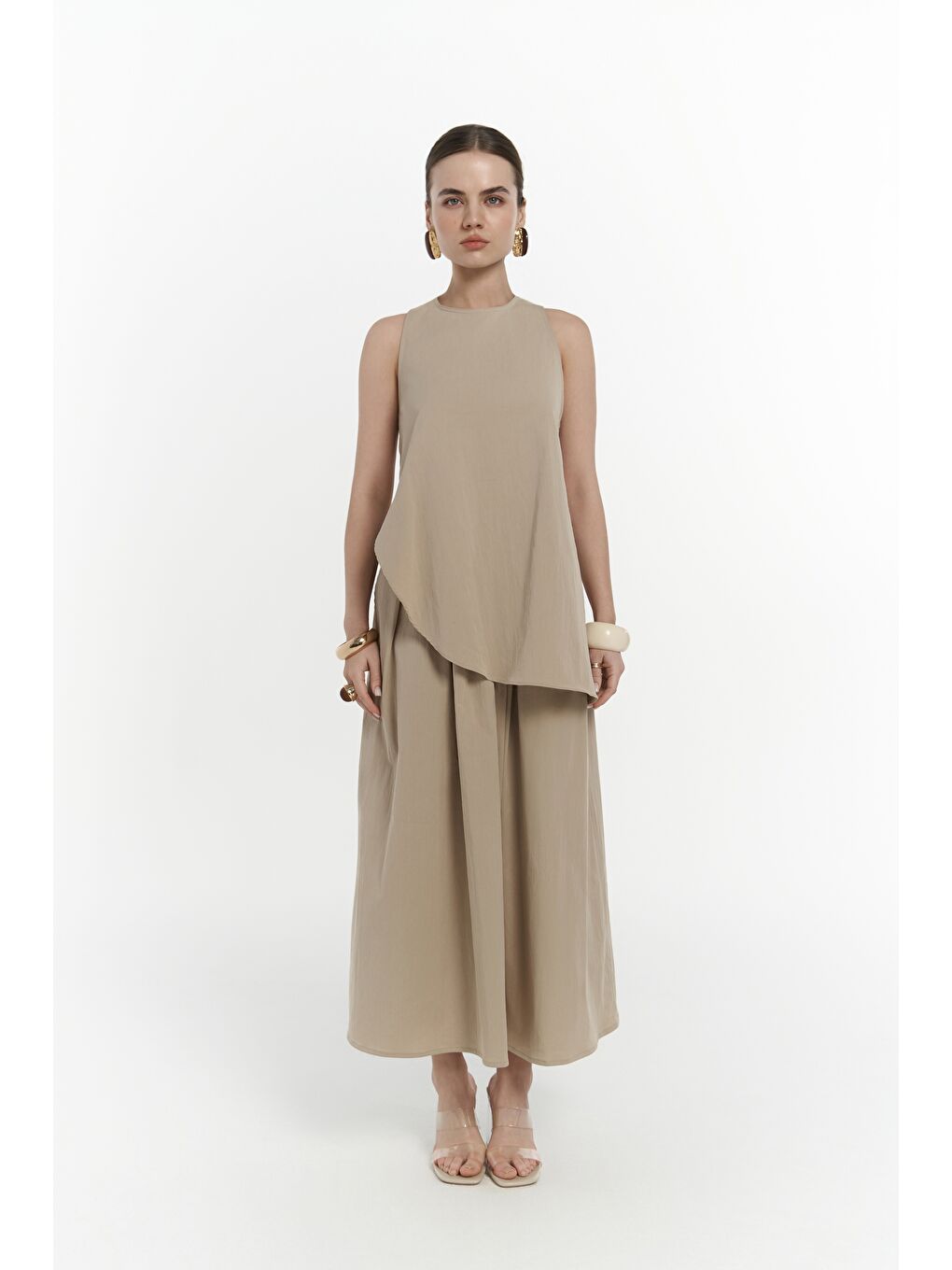 Delos Bej Bluz Etek Takım-2