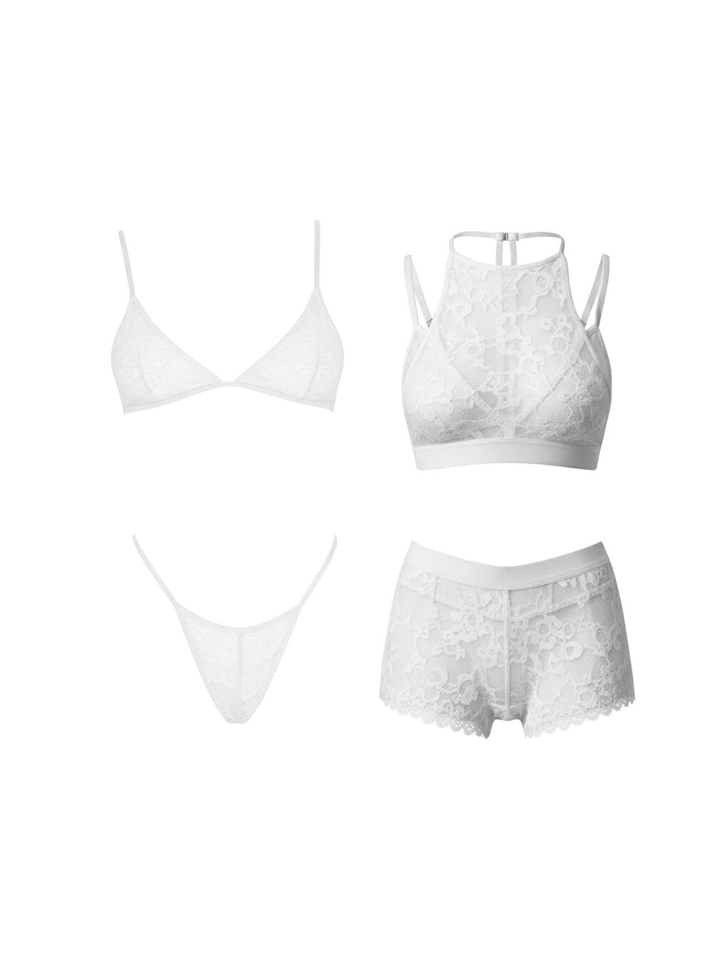 Ekru 4Lü Bralet Set Krem-1