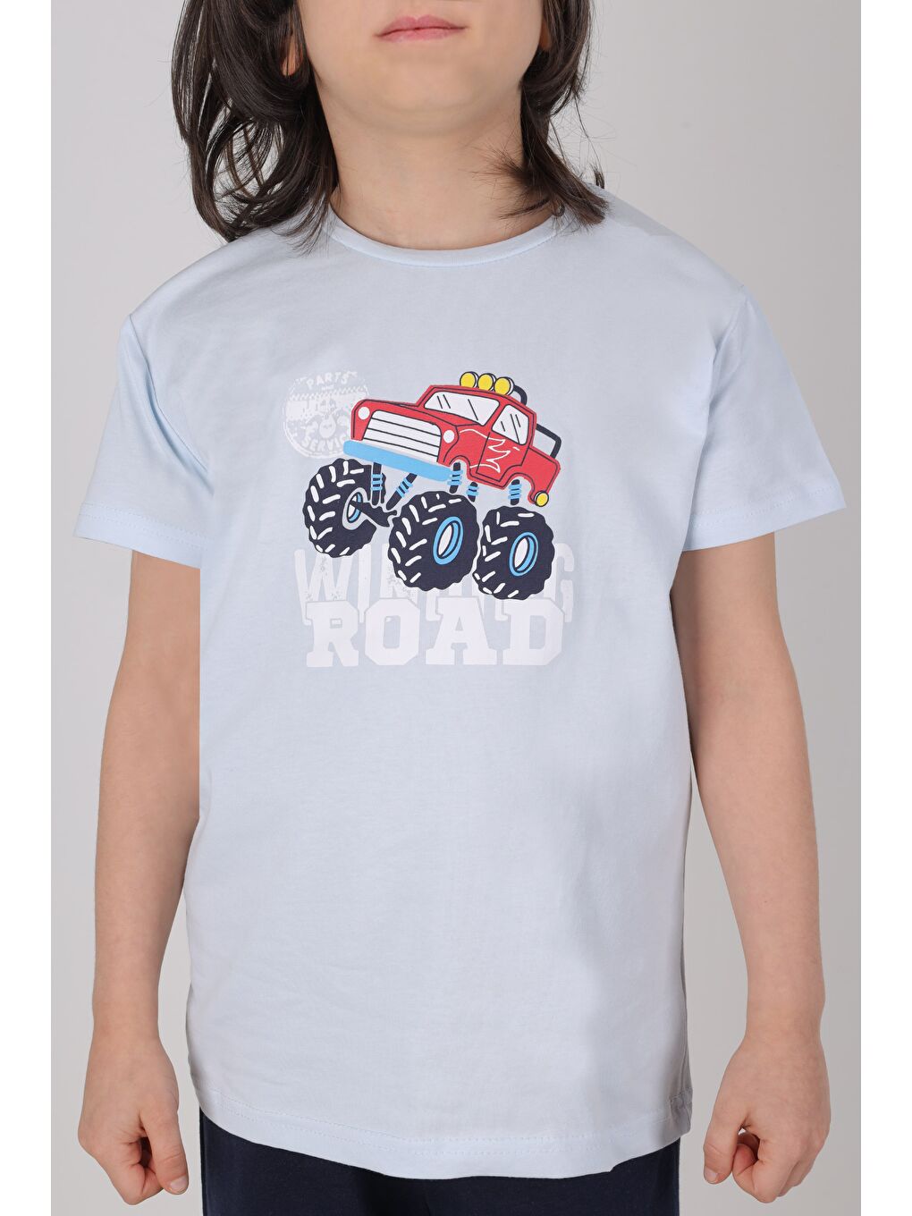 Mavi Erkek Çocuk Pamuklu Kısa Kollu Baskılı Pijama Takımı-3