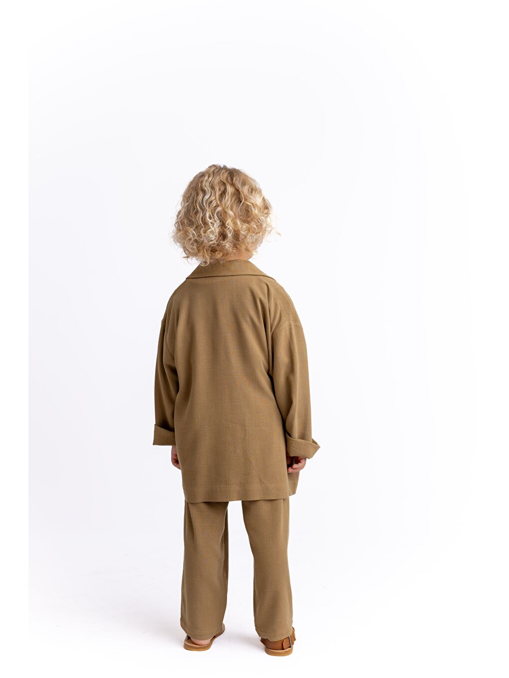 Kahverengi Erkek Çocuk Keten Ceket-2
