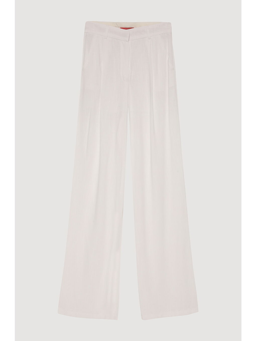 Yüksek Bel Keten Palazzo Pantolon Ekru