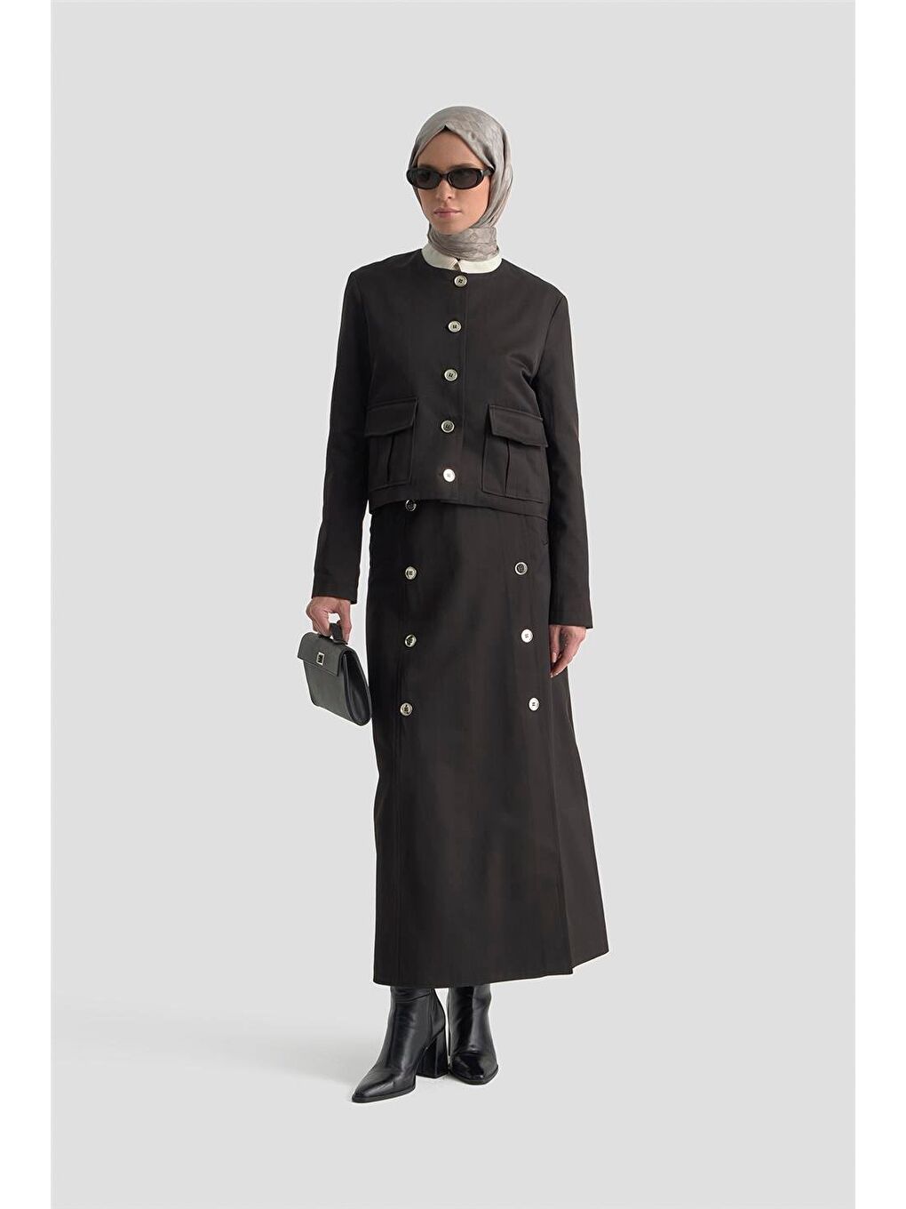 Düğme Detaylı Ceket Takım 25Kd1705 Siyah-1