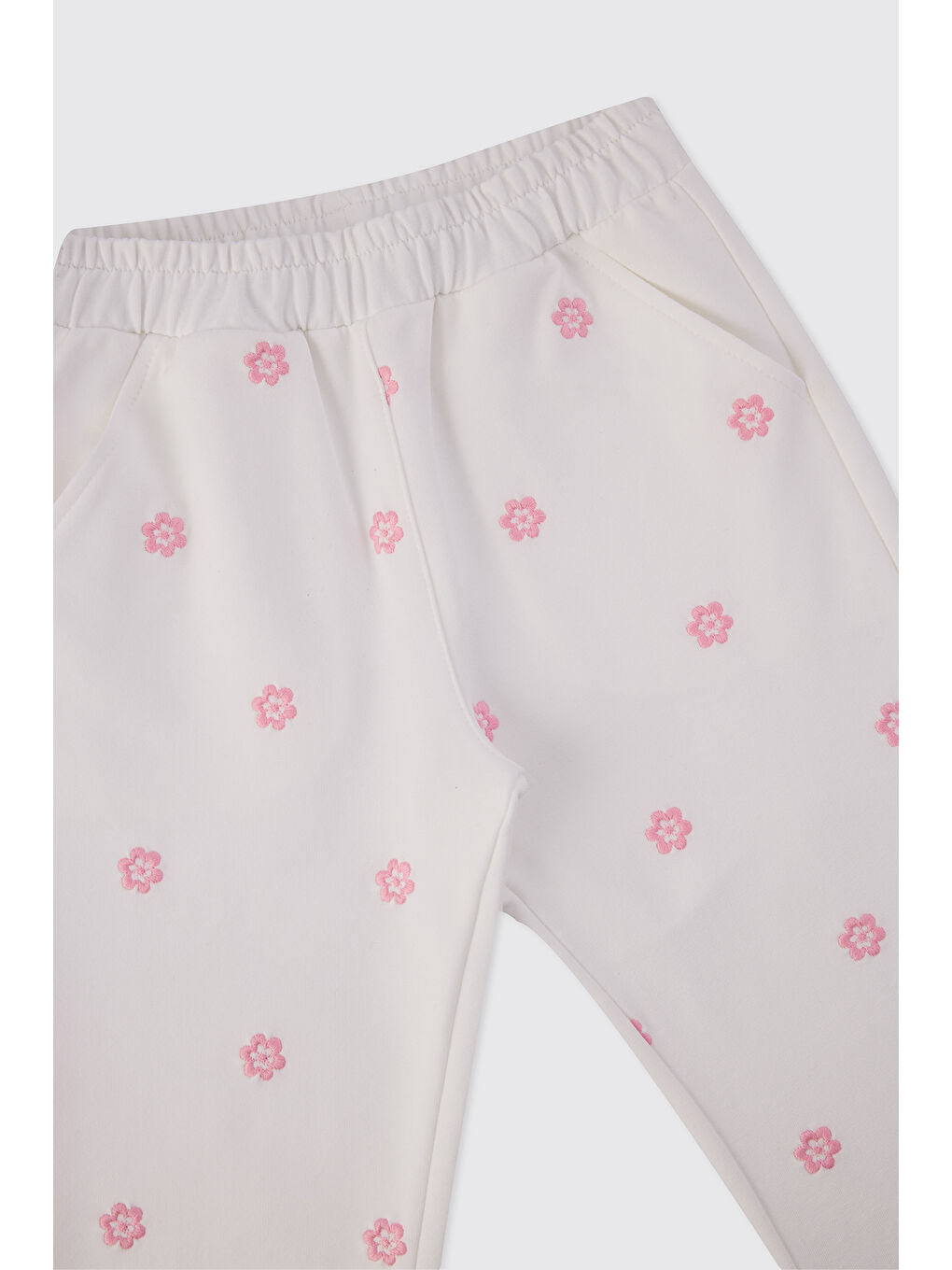 Kız Bebek Nakışlı Beyaz Eşofman Altı-2