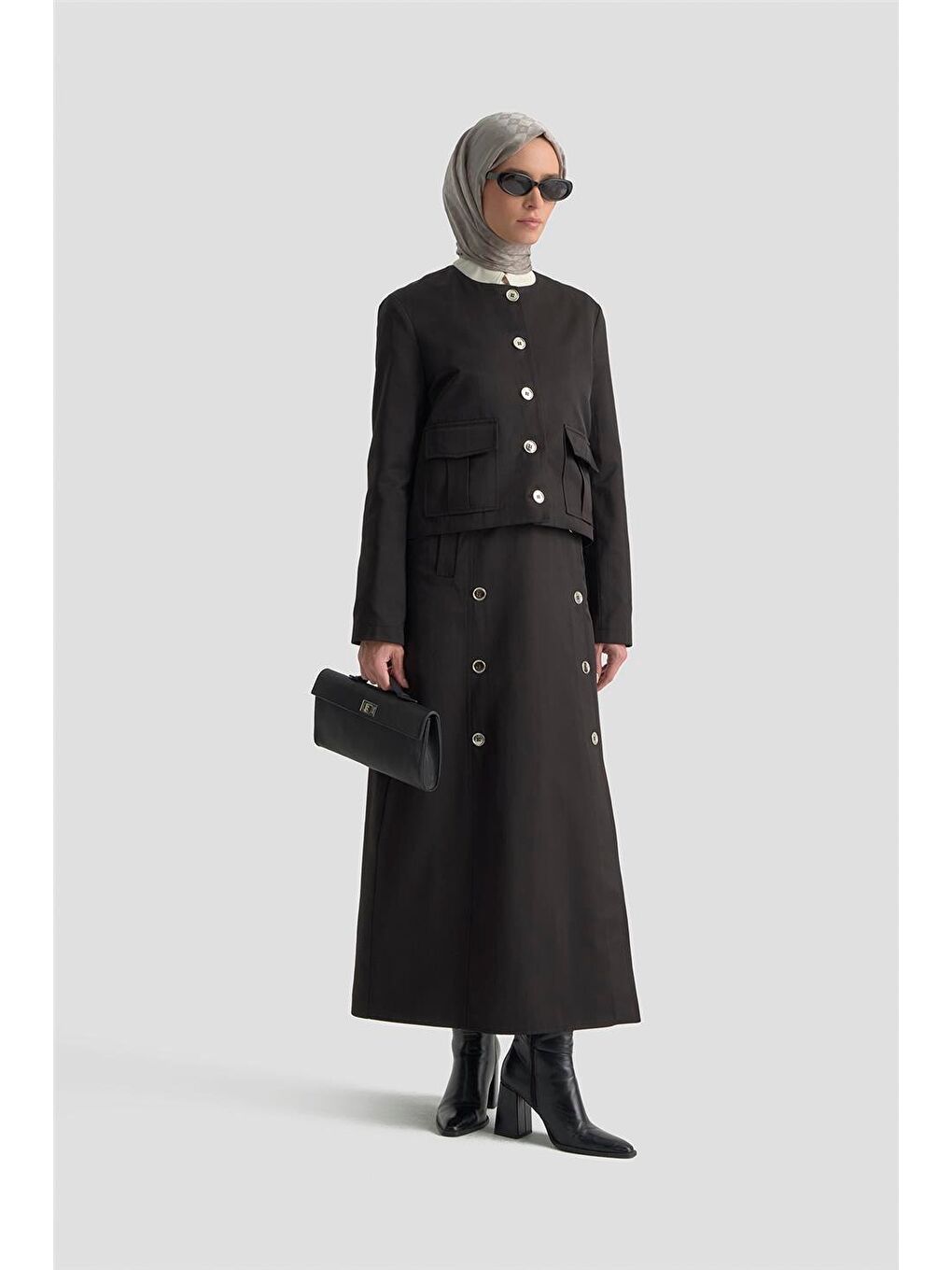 Düğme Detaylı Ceket Takım 25Kd1705 Siyah-2