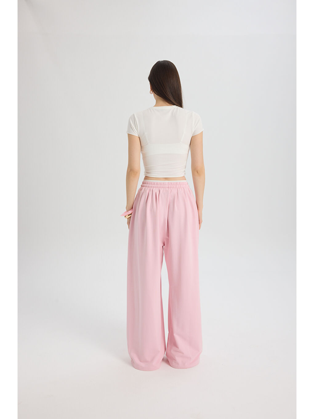 Albane Bel Detay Pembe Crop Eşofman Takım-4