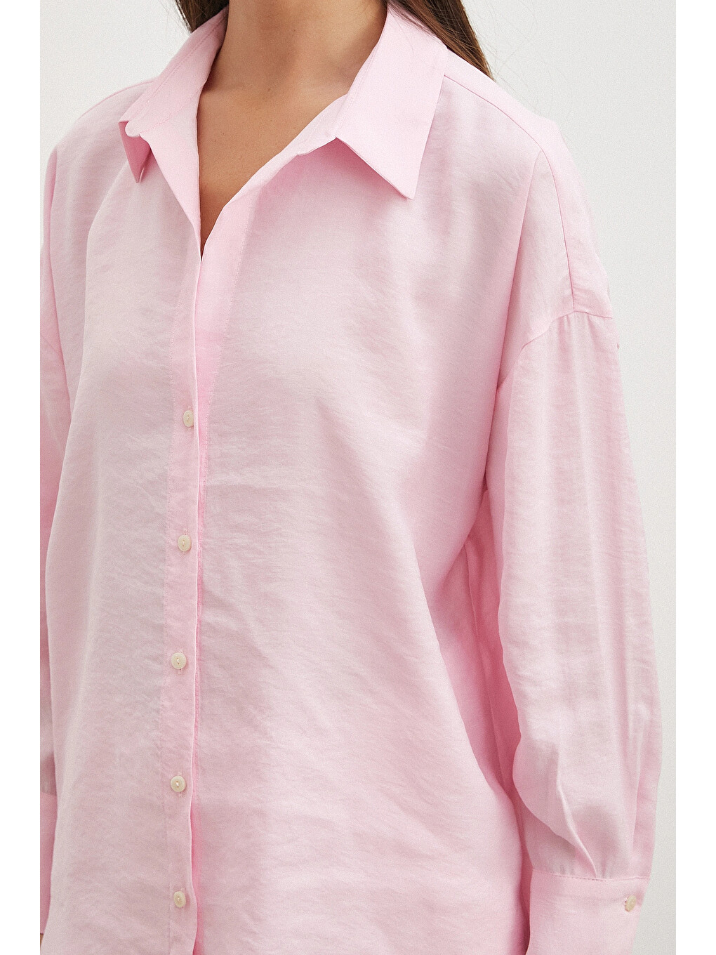 Pembe Basic Modal Gömlek Somon-4