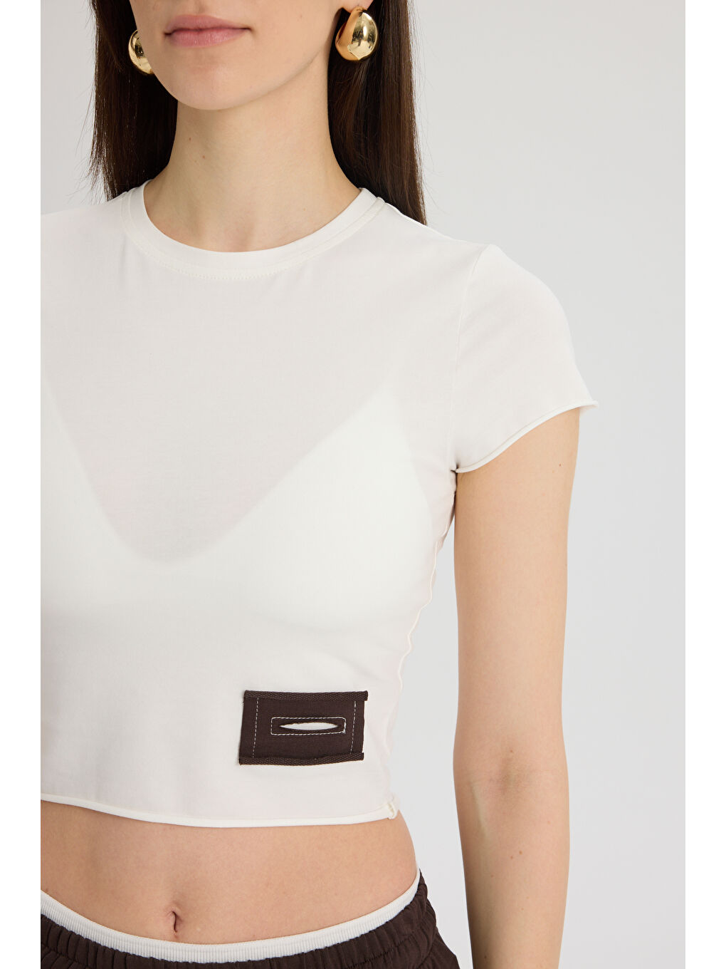 Kahverengi Albane Bel Detay Kahve Crop Eşofman Takım-6