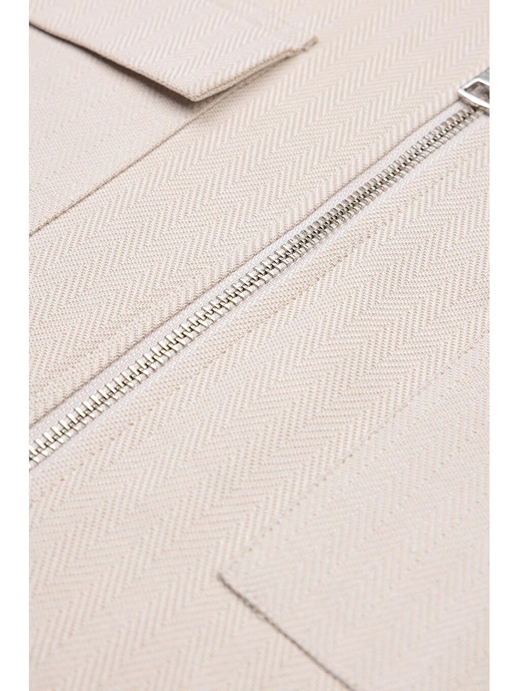 Verso Twill Overshirt Polyviskon Karışımlı Oversize Fit Bej Klasik Yaka Erkek Çizgili Ceket-5