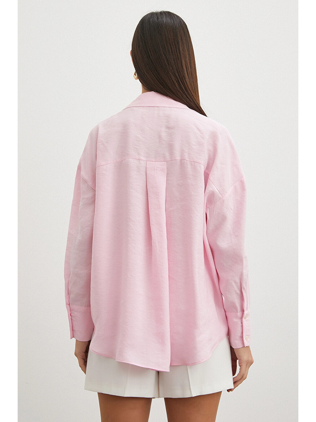 Pembe Basic Modal Gömlek Somon-5