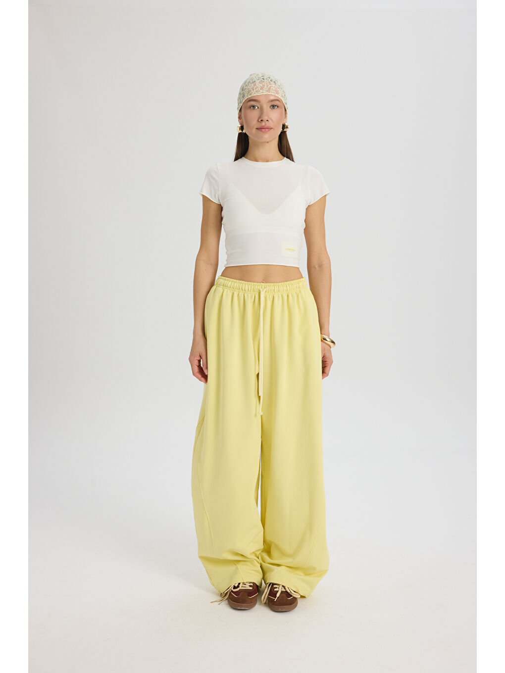 Scarlet Sarı Crop Eşofman Takım-1