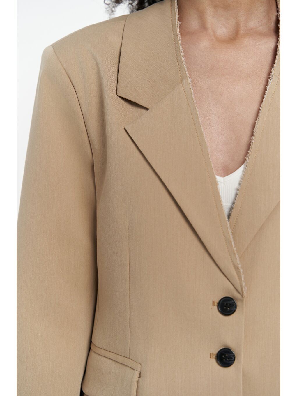 Bej Volda Yaka Detay Vizon Blazer-5