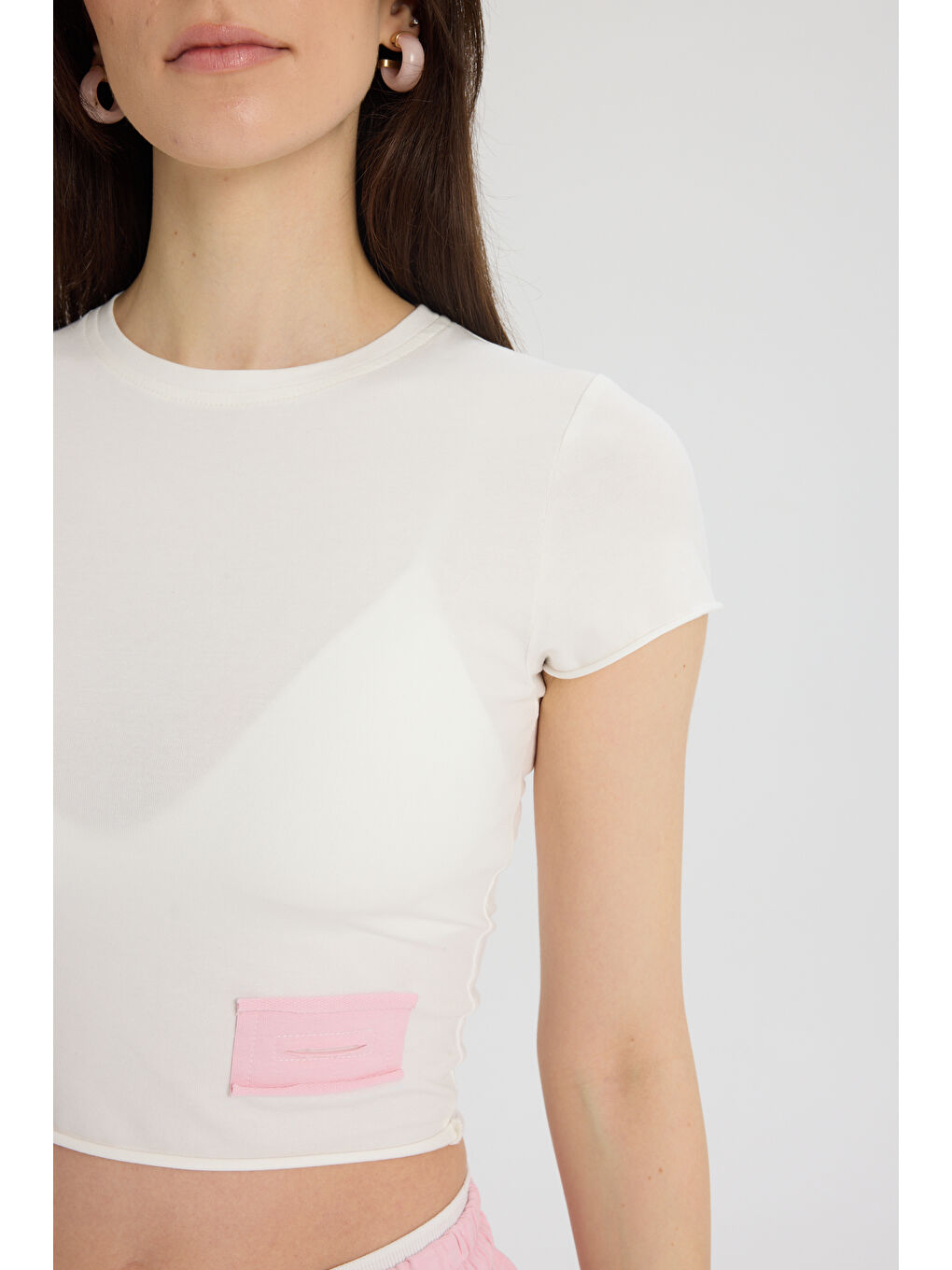 Albane Bel Detay Pembe Crop Eşofman Takım-6