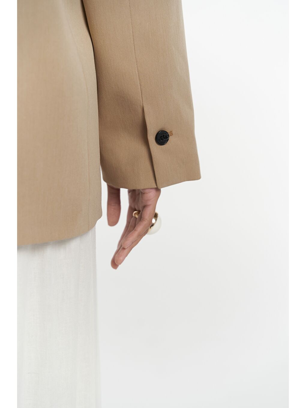 Bej Volda Yaka Detay Vizon Blazer-6