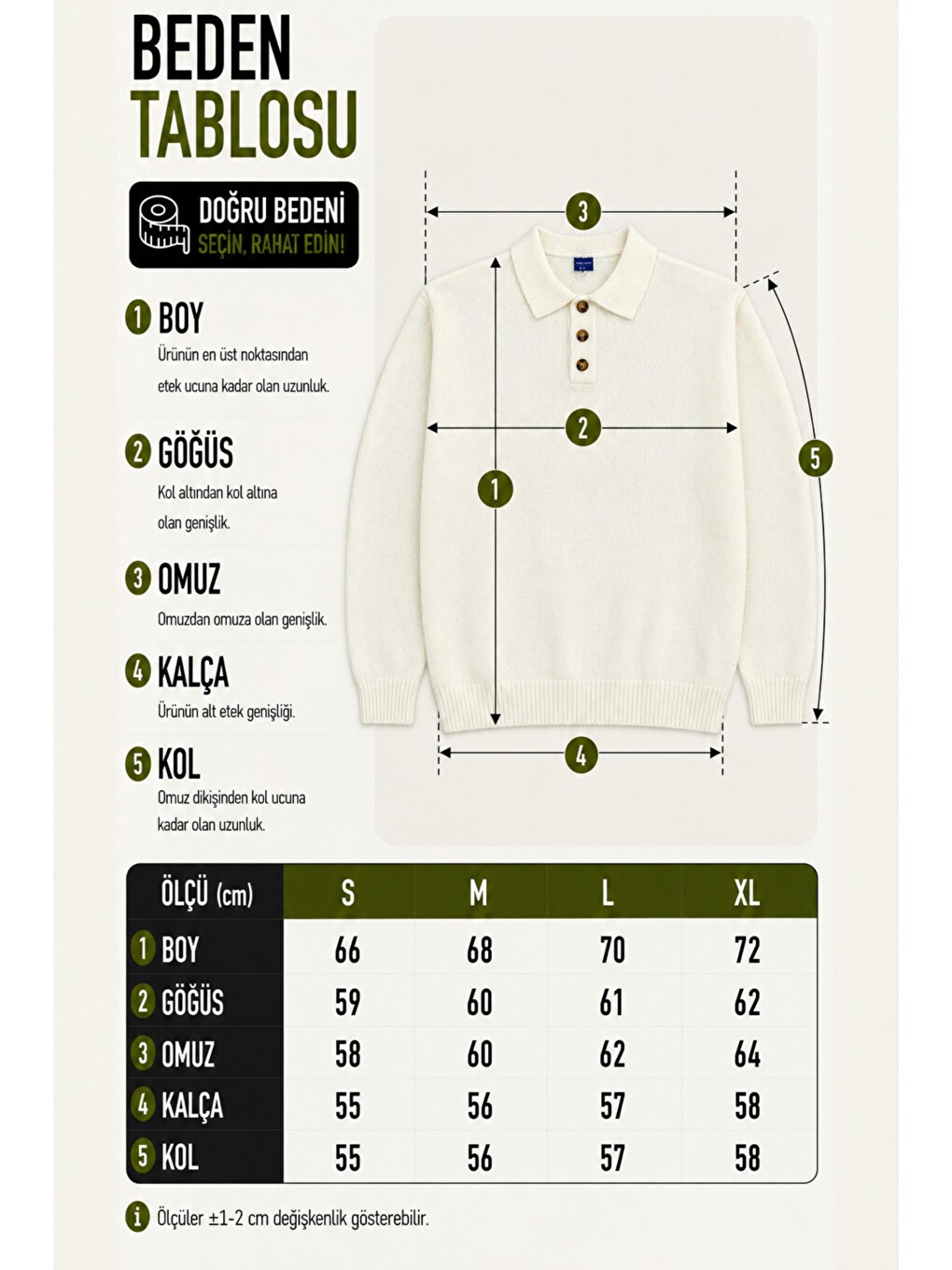 Beyaz Oversize Düğmeli Yaka Örgü Kazak Dp 17501_10063-6