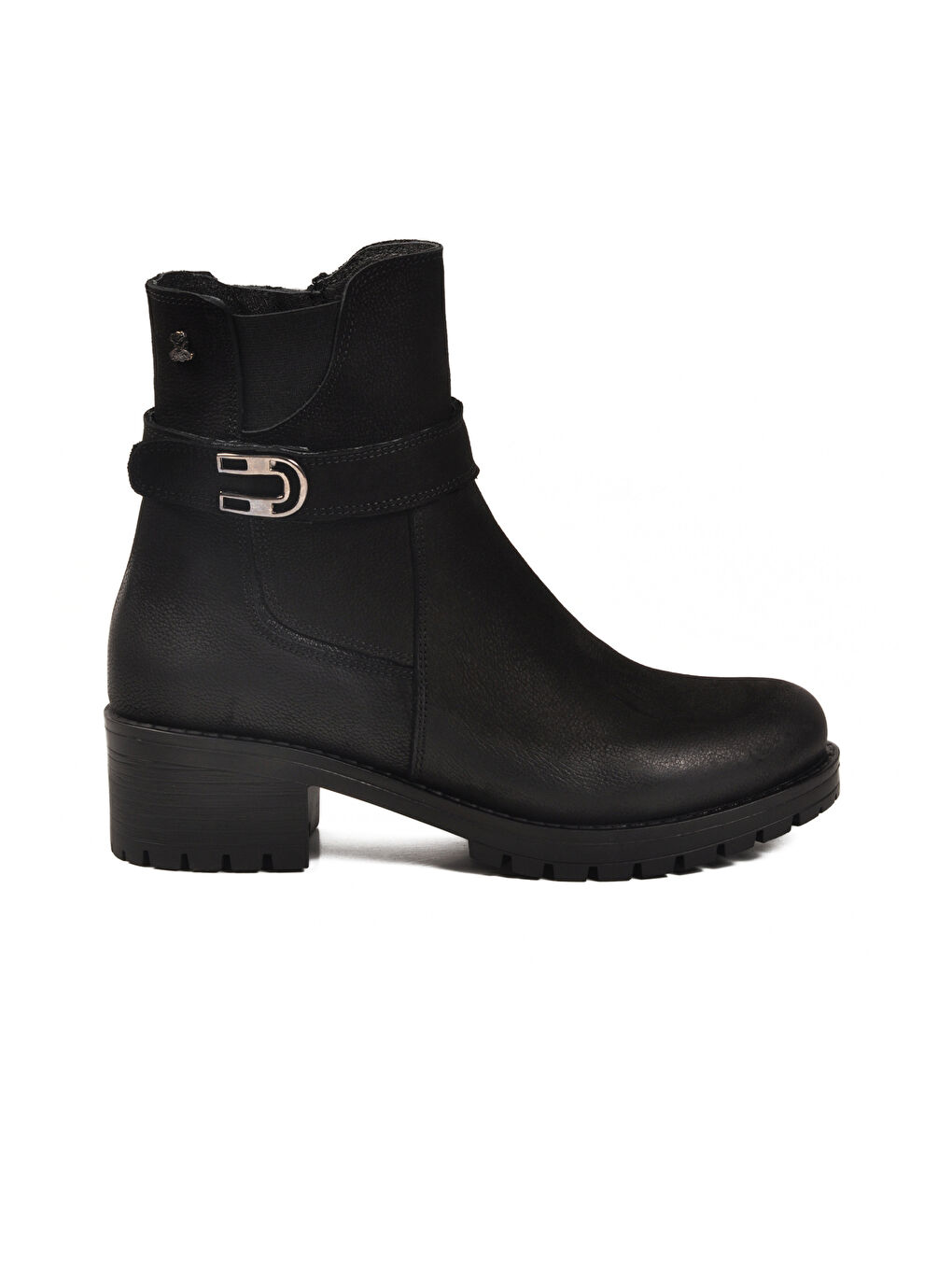 Siyah Nubuk Hakiki Deri Polarlı Kaymaz Kadın Bot 3376K Z-1