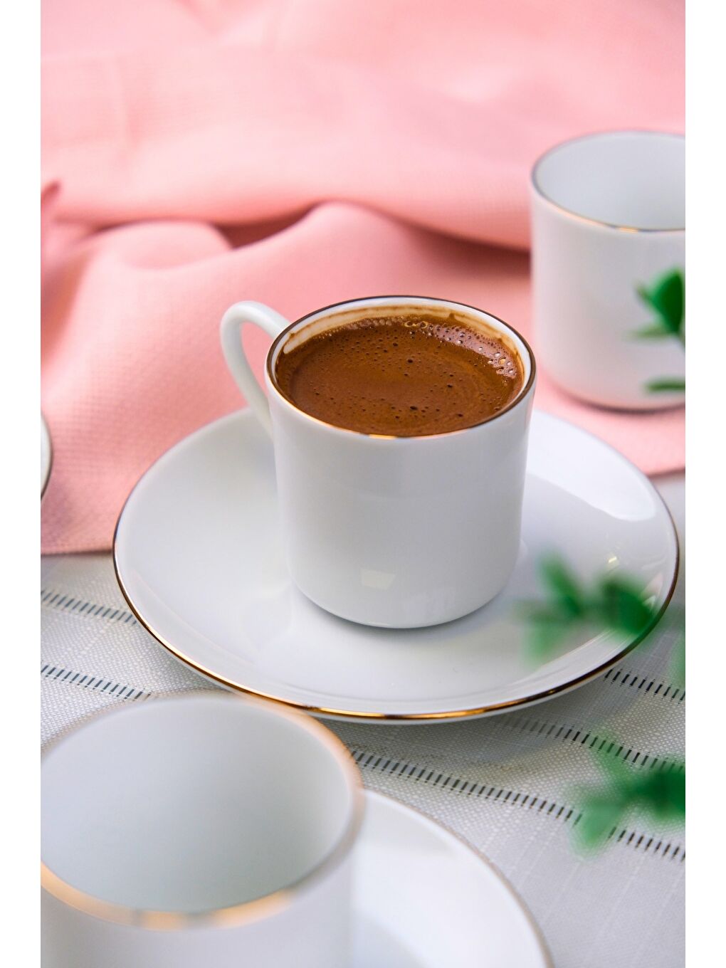 Beyaz Porselen Rose Altın Yaldız Kahve Fincan Takımı 70cc 6 Kişilik 12 Parça-5