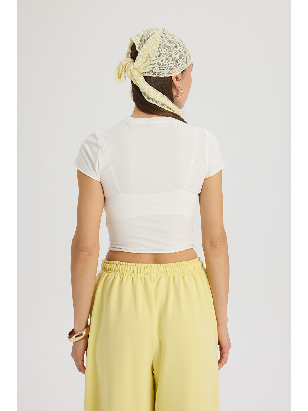 Scarlet Sarı Crop Eşofman Takım-3