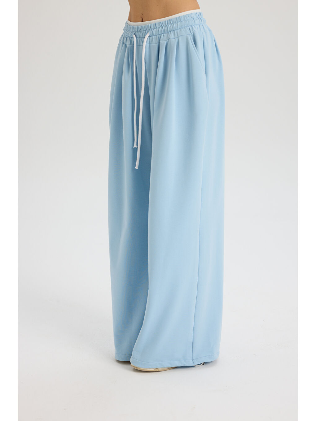 Albane Bel Detay Mavi Crop Eşofman Takım-3