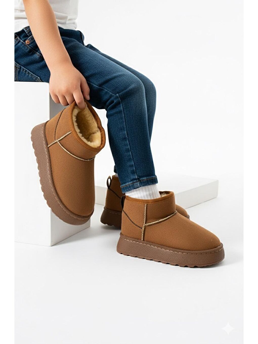 Kahverengi D714 Günlük Ortopedik Çocuk Kürklü Bot-1