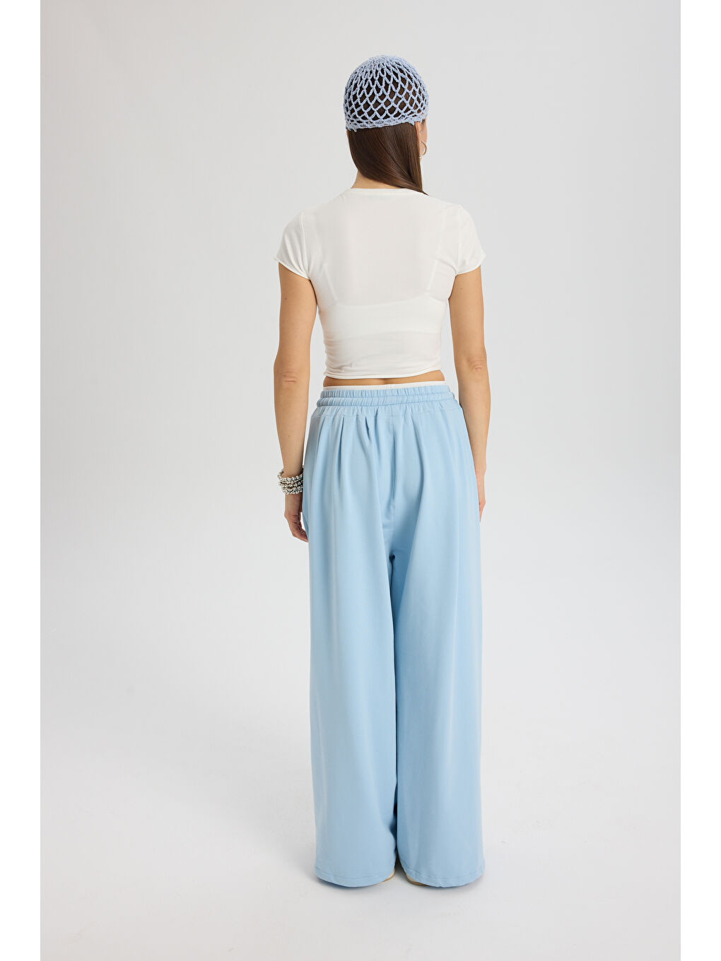 Albane Bel Detay Mavi Crop Eşofman Takım-4